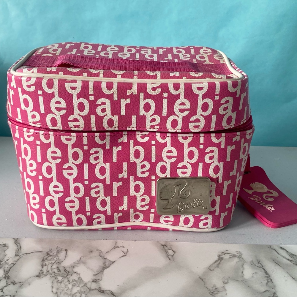 2003 BARBIE Pink Logo Train Case
